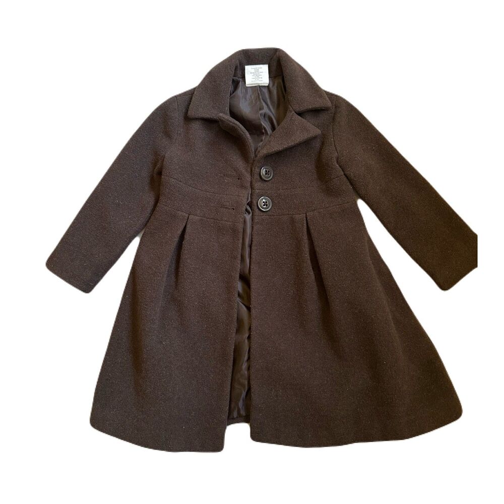 Crazy 8 Girls XS 4 Brown Wool Blend Princess Dress Coat Flare Peacoat